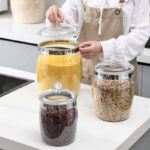 Barrel-shaped sealed container with iron ring Waist Drum Airtight Jar with Iron Ring 6861-6868